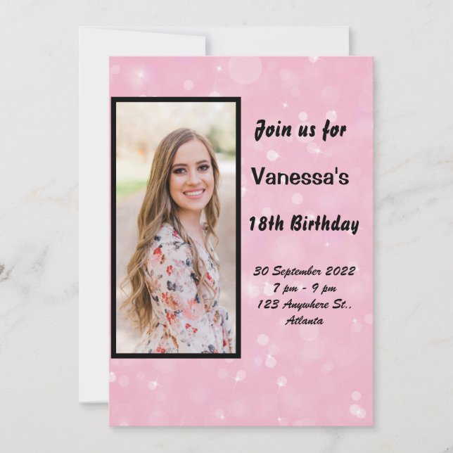 Pink Feminine Birthday Invitation (Front)