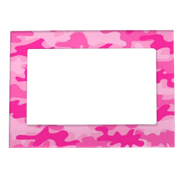 Pink Feminine Camo Camouflage Girls Magnetic Frame (Front)