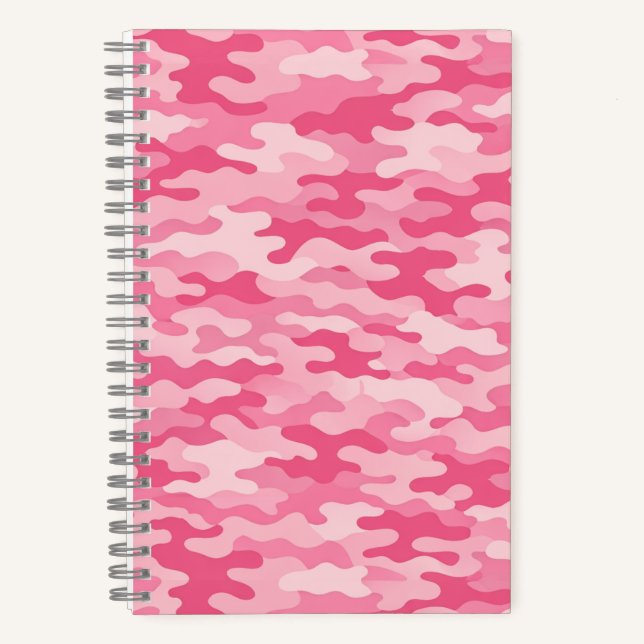 Pink Feminine Camo Pattern Notebook (Front)