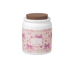 Pink Feminine Coquette Bows Candy Jar