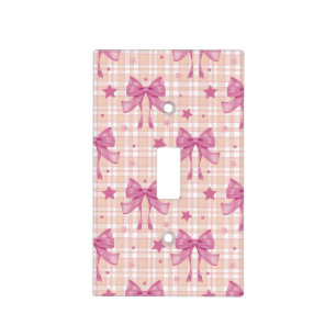 Pink Feminine Coquette Bows Light Switch Cover