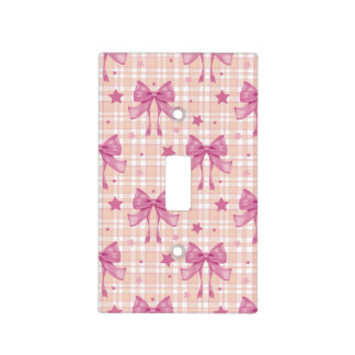 Pink Feminine Coquette Bows Light Switch Cover