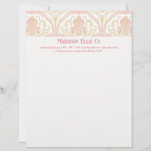 Pink Feminine Elegant Art Nouveau Floral Letterhead