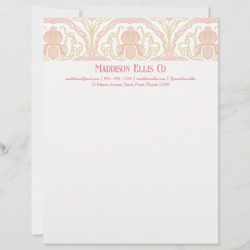 Pink Feminine Elegant Art Nouveau Floral Letterhead