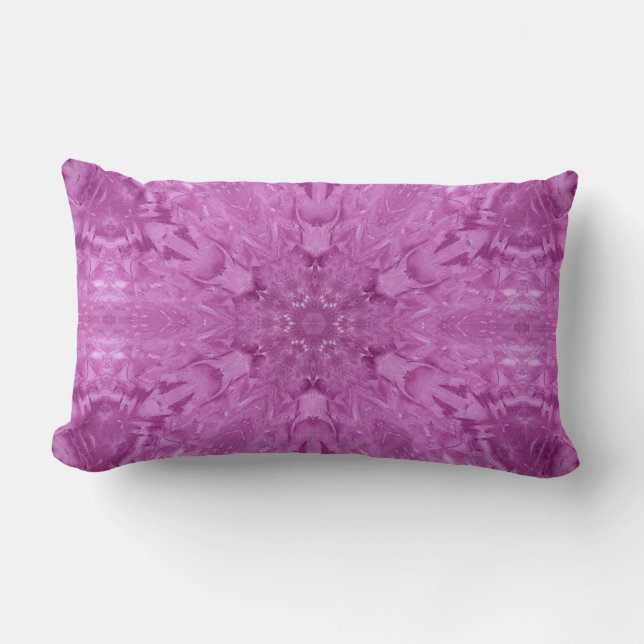 Pink Feminine Lace Kaleidoscope Snowflake Lumbar Pillow (Front)