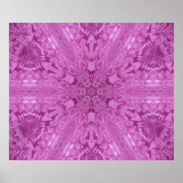 Pink Feminine Lace Kaleidoscope Snowflake Poster (Front)