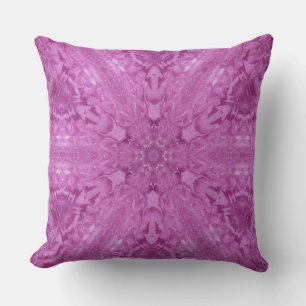 Pink Feminine Lace Kaleidoscope Snowflake Throw Pillow