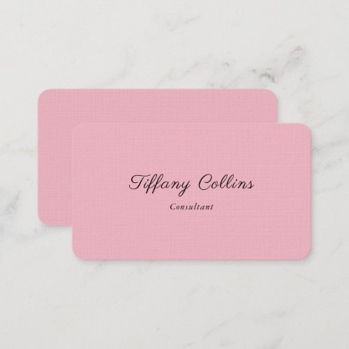 Pink Feminine Linen Minimalist Professional Modern Business Card