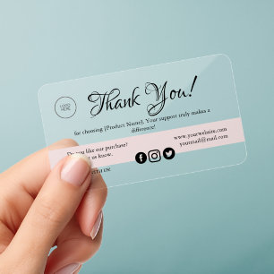 Pink Feminine Loyalty & Thank You Card for Small Clear Business Cards