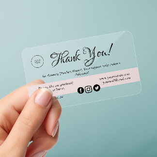 Pink Feminine Loyalty & Thank You Card for Small Clear Business Cards