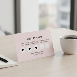 Pink Feminine Small Business Elegant Rewards Loyalty Card