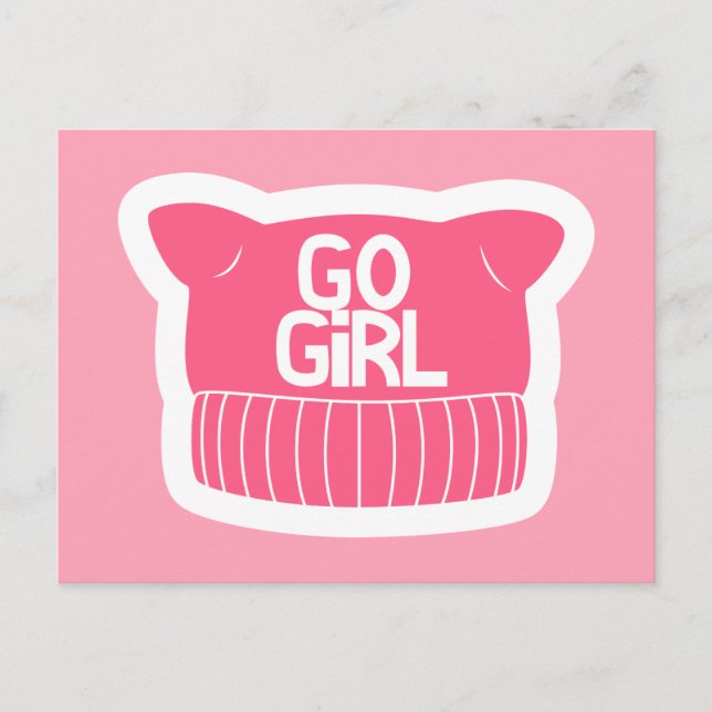 Pink Feminist Pussy Knit Hat Postcard (Front)