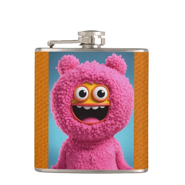 "Pink Femme Capture: Vinyl-Wrapped Flask Design" (Front)