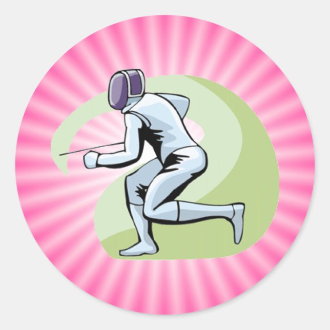 Pink Fencing Classic Round Sticker (Front)