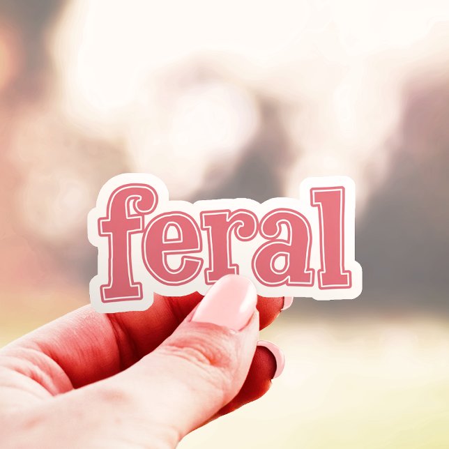 Pink Feral Cute Typography Vinyl  Sticker (Creator Uploaded)