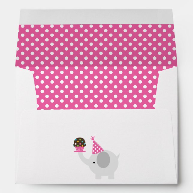 Pink Festive Birthday Elephant Envelope (Back (Bottom))