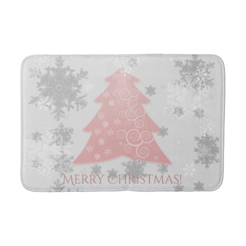 Pink Festive Christmas Tree Bath Mat