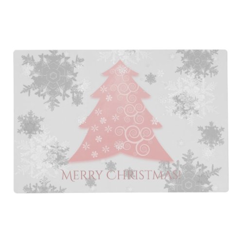 Pink Festive Christmas Tree Laminated Placemat
