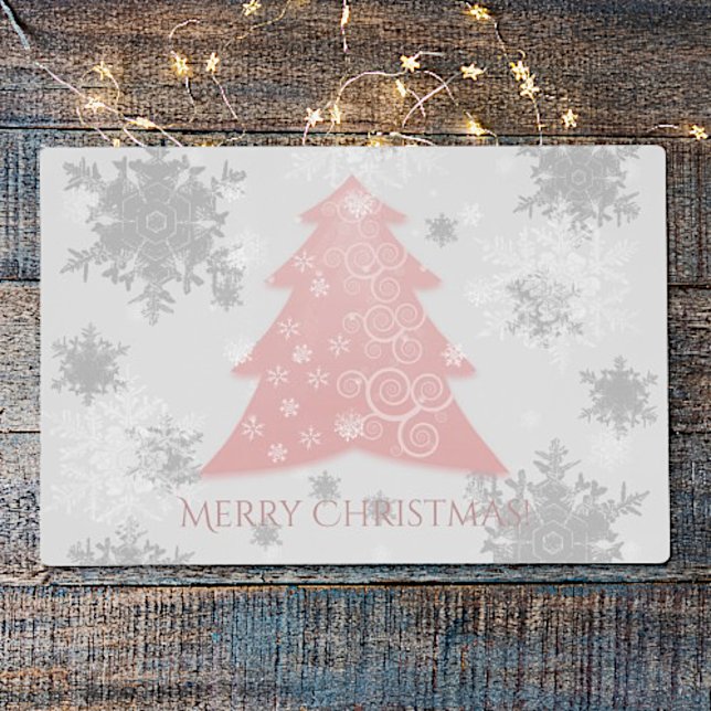 Pink Festive Christmas Tree Laminated Placemat (Pink Festive Christmas Tree Placemat)