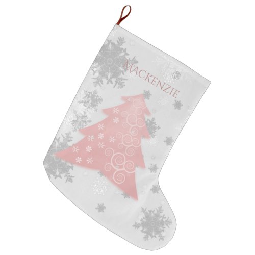 Pink Festive Christmas Tree Stocking