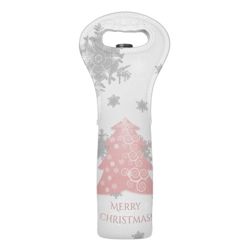 Pink Festive Christmas Tree Wine Tote