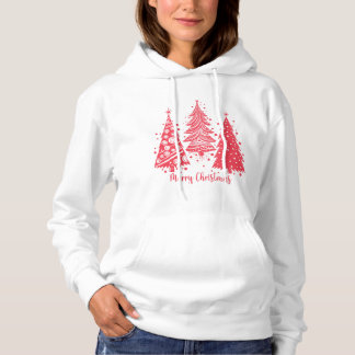 Pink Festive Christmas Trees Hoodie