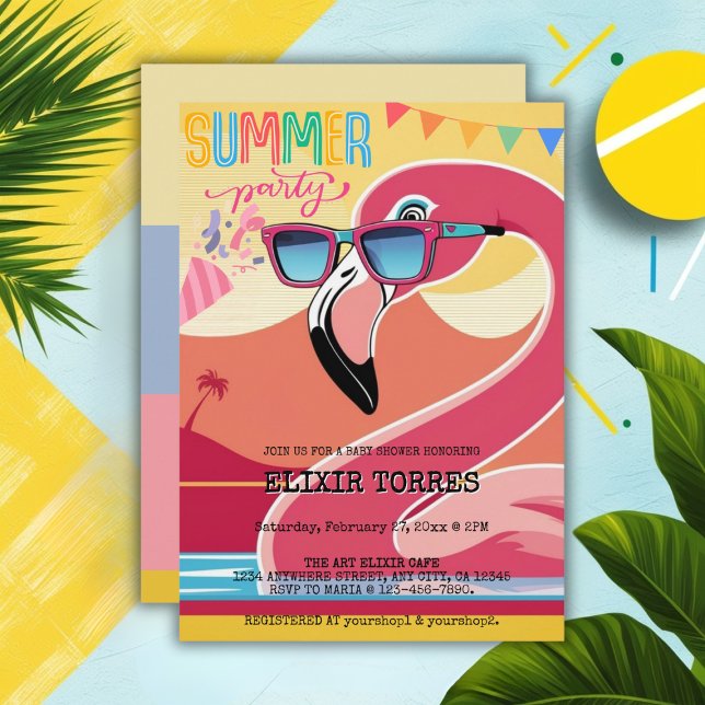 Pink Festive Flamingo Summer Party Invitation (Creator Uploaded)