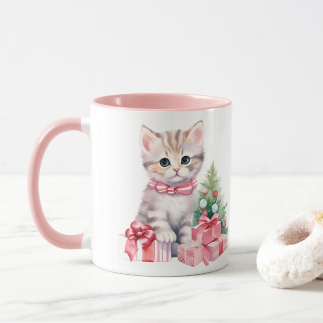 Pink Festivities Kitten Coffee Mug (With Donut)