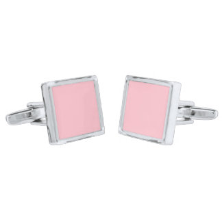 Pink FFC0CB Solid Color Design Cufflinks