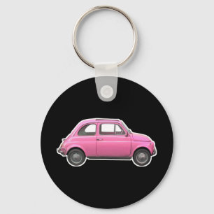 Pink Fiat 500 Cinquecento vintage sixties car Keychain
