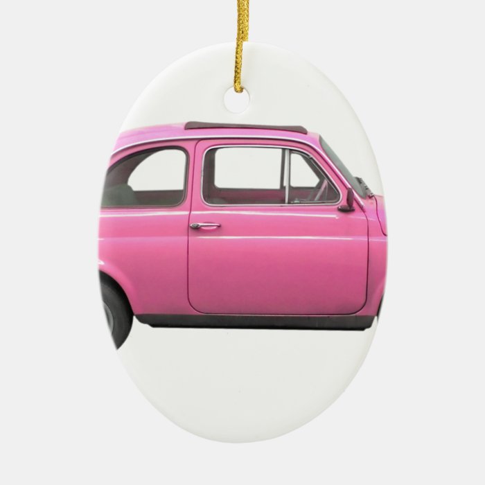 Pink Fiat 500 vintage Italian car Ornament