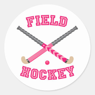 Pink Field Hockey Logo Classic Round Sticker