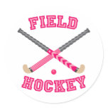 Pink Field Hockey Logo Classic Round Sticker