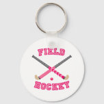 Pink Field Hockey Logo Keychain at Zazzle