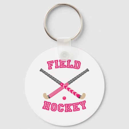 Pink Field Hockey Logo Keychain
