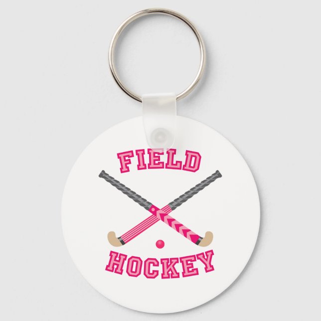 Pink Field Hockey Logo Keychain (Front)