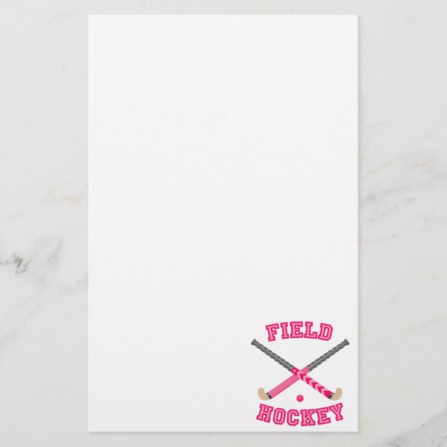 Pink Field Hockey Logo Stationery (Front)