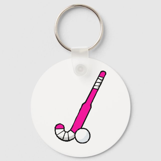 Pink Field Hockey Stick Keychain (Front)