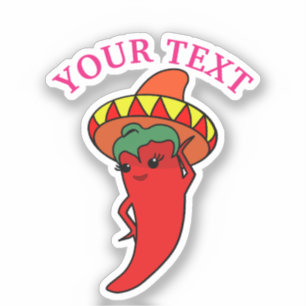 Pink Fiesta Bridal Shower Red Hot Kawaii Pepper Sticker