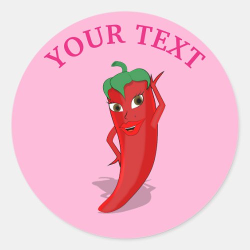 Pink Fiesta Bridal Shower With Red Hot Pepper Diva Classic Round Sticker