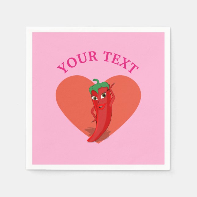 Pink Fiesta Bridal Shower With Red Hot Pepper Diva Napkins (Front)