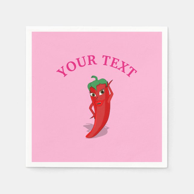 Pink Fiesta Bridal Shower With Red Hot Pepper Diva Napkins (Front)