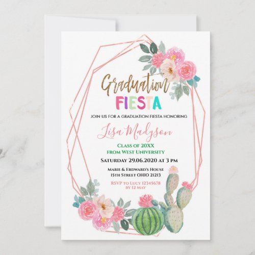 Pink Fiesta Graduation Party Invitation