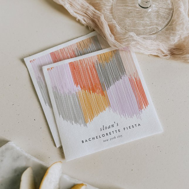 Pink Fiesta Modern Fringe Bachelorette Party Napkins (Pink Modern Fringe fiesta paper party napkins.)