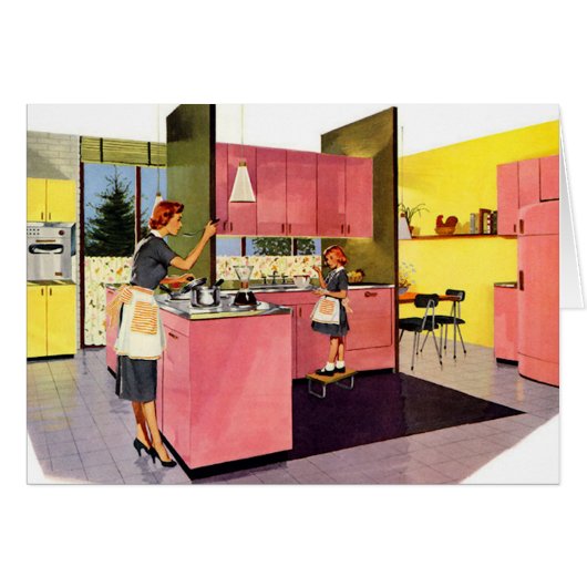 Pink Fifties Futuristic Kitchen Cards (Front Horizontal)