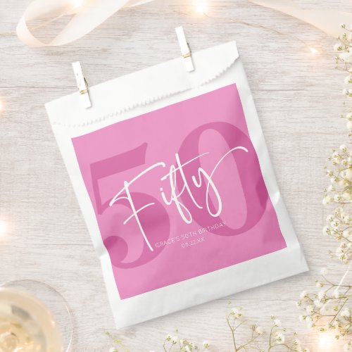 Pink Fifty 50th Fiftieth Birthday Party Favor Bag