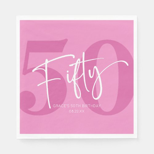 Pink Fifty 50th Fiftieth Birthday Party Napkins