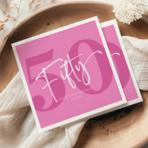 Pink Fifty 50th Fiftieth Birthday Party Napkins