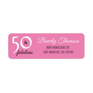 Pink Fifty and Fabulous 50th Birthday Script Label