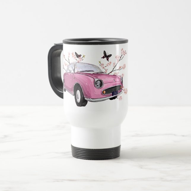 Pink Figaro travel mug - roze reisbeker (Front Left)